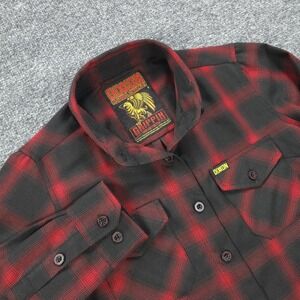 Dixxon Shirt Womens Small Red Black Buffalo Plaid Griffin Flannel‎ D-Tech